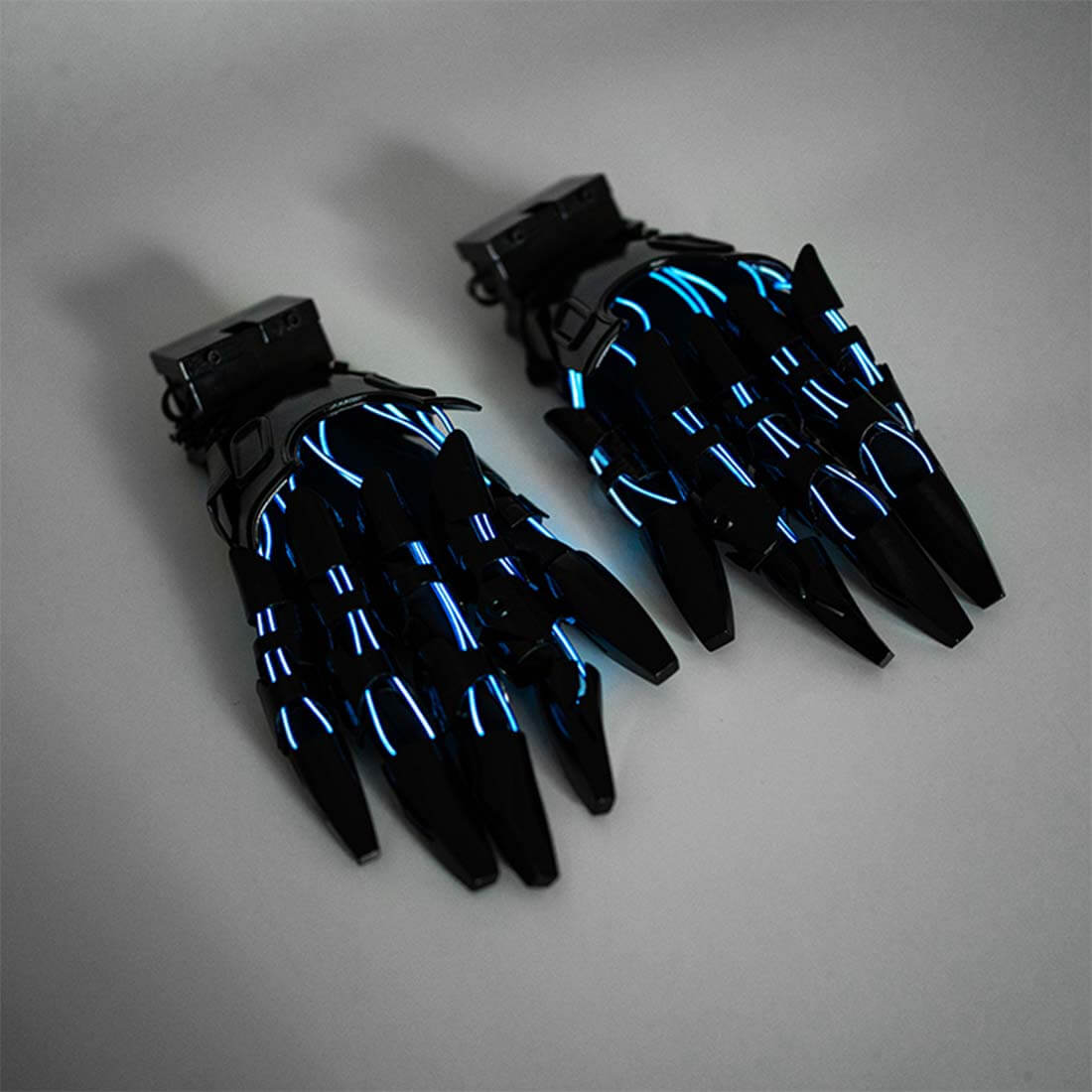 FuturFam-cyberpunk-blue-light-winged-mask-with-gloves-wrist-armor-halloween-tech-costume