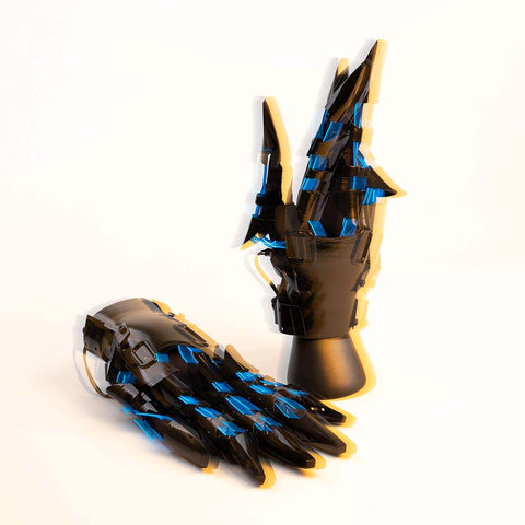 FuturFam-cyberpunk-blue-light-winged-mask-with-gloves-wrist-armor-halloween-tech-costume