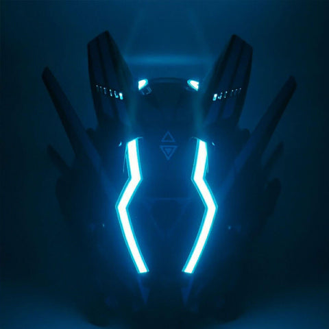 FuturFam-cyberpunk-blue-light-winged-mask-with-gloves-wrist-armor-halloween-tech-costume