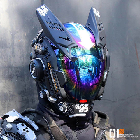 Cyberpunk Future Techwear Colorful Mask Cosplay Costume Props for Men