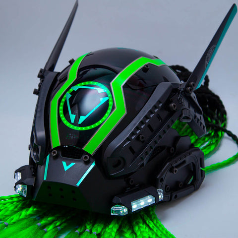 FuturFam-cyberpunk-winged-mask-with-green-revenge-warrior-dreadlockst-cosplay-props 