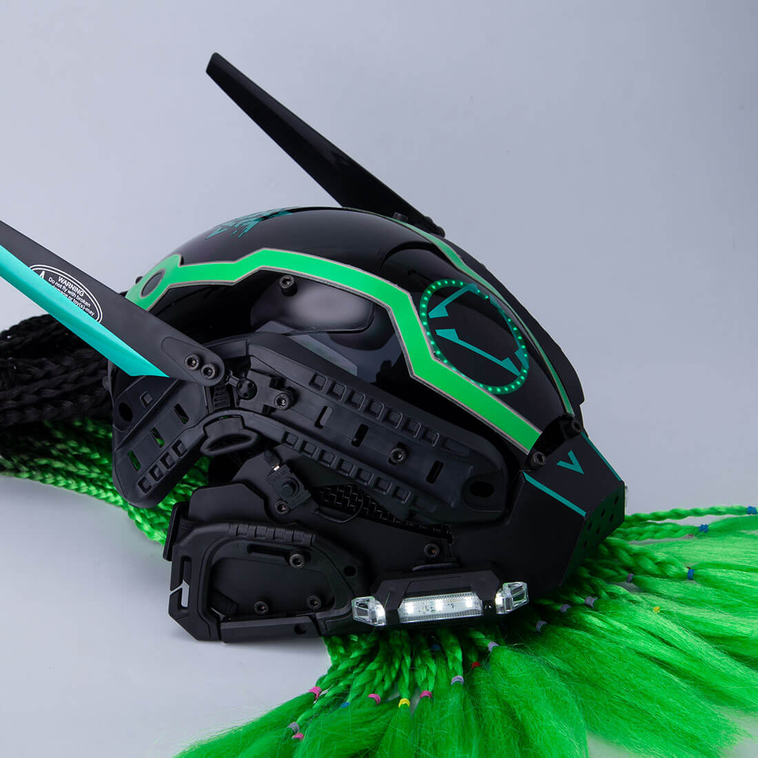 FuturFam-cyberpunk-winged-mask-with-green-revenge-warrior-dreadlockst-cosplay-props 