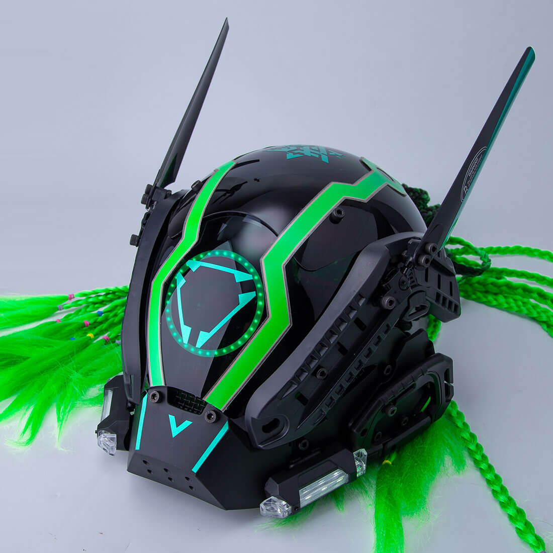 FuturFam-cyberpunk-winged-mask-with-green-revenge-warrior-dreadlockst-cosplay-props 