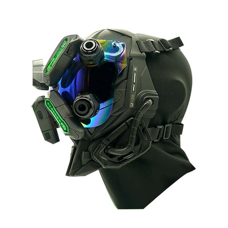 FuturFam-future-cyberpunk-mask-with-four-green-light-sheets-for-cosplay-props