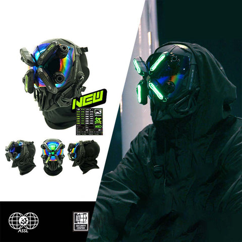 FuturFam-future-cyberpunk-mask-with-four-green-light-sheets-for-cosplay-props