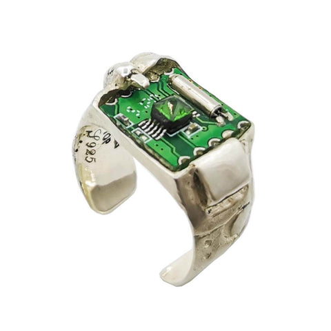 Future Mechanical Cyberpunk Circuit Ring Cosplay Props for Mens and Women