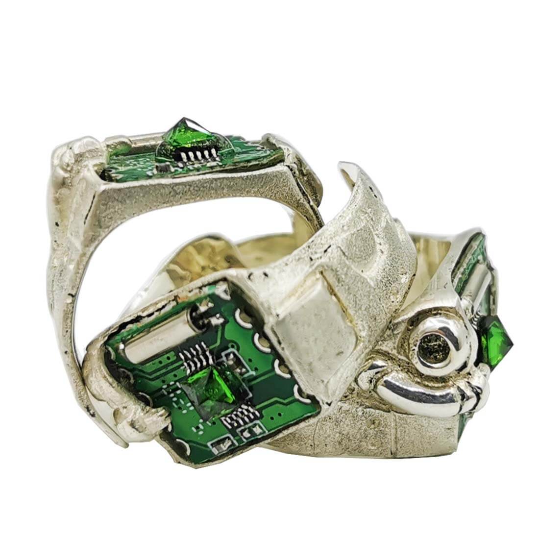 Future Mechanical Cyberpunk Circuit Ring Cosplay Props for Mens and Women