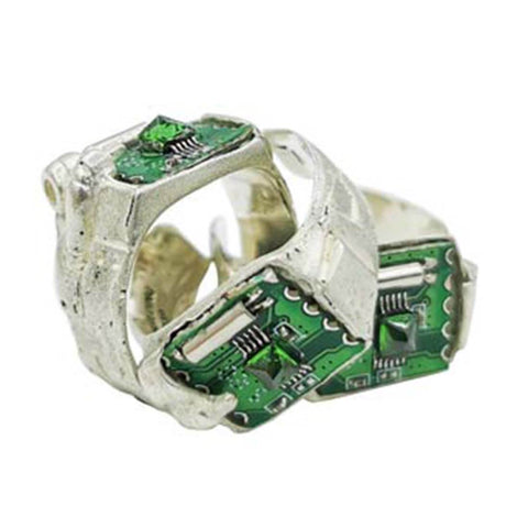 Future Mechanical Cyberpunk Circuit Ring Cosplay Props for Mens and Women