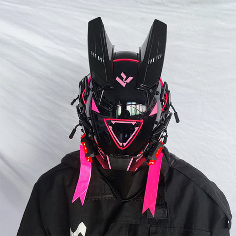 FuturFam-goth-cyberpunk-mask-with-lights-pink-horns-cosplay-costume-props-for-men