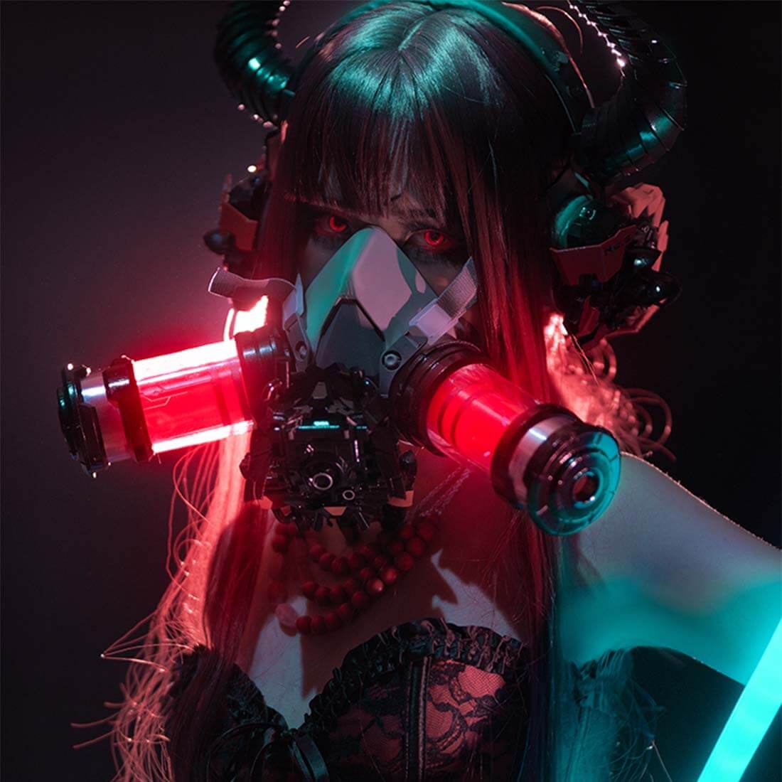 FuturFam-sci-fi-cyberpunk-mask-with-ears-headset-horns-cosplay-props-for-men-women