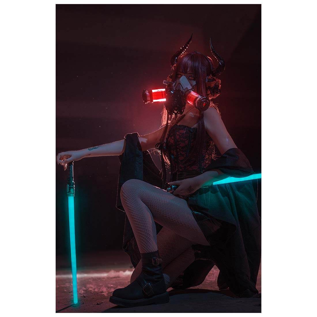 FuturFam-sci-fi-cyberpunk-mask-with-ears-headset-horns-cosplay-props-for-men-women