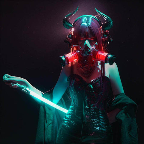 FuturFam-sci-fi-cyberpunk-mask-with-ears-headset-horns-cosplay-props-for-men-women