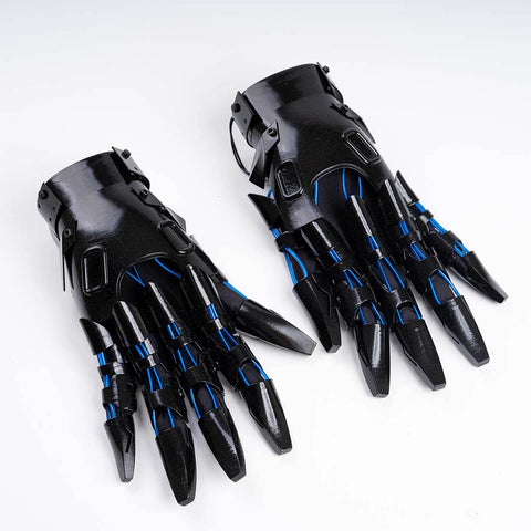 FuturFam-yberpunk-blue-light-mask-with-gauntlet-wrist-armor-for-tech-masquerade-props