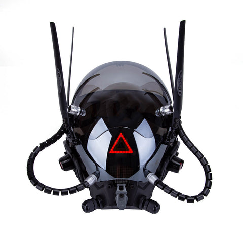 Cyberpunk Technical Glowing Mask Cosplay Prop with Air Tube for Halloween Party