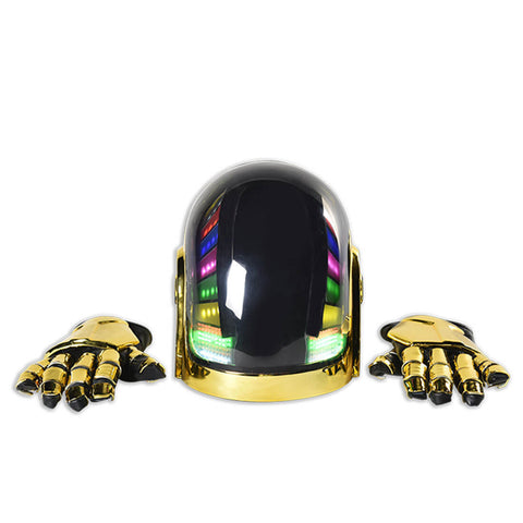 Golden DaftPunk Guy Man de Homem Cyberpunk Tech Helmet&Gauntlets Halloween Cosplay