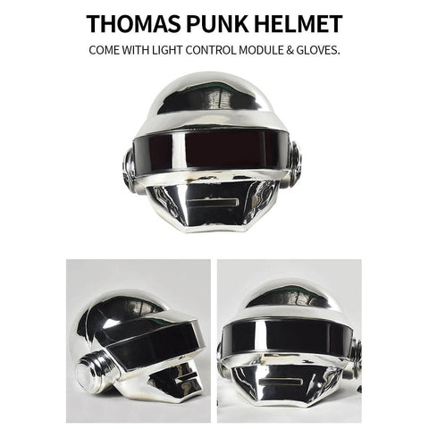 Golden DaftPunk Guy Man de Homem Cyberpunk Tech Helmet&Gauntlets Halloween Cosplay