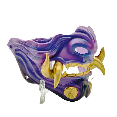 half-face-fang-purple-oni-mask-japanese-style-painted-pendant-props-halloween-cosplay