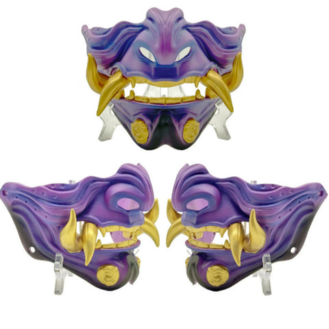 half-face-fang-purple-oni-mask-japanese-style-painted-pendant-props-halloween-cosplay